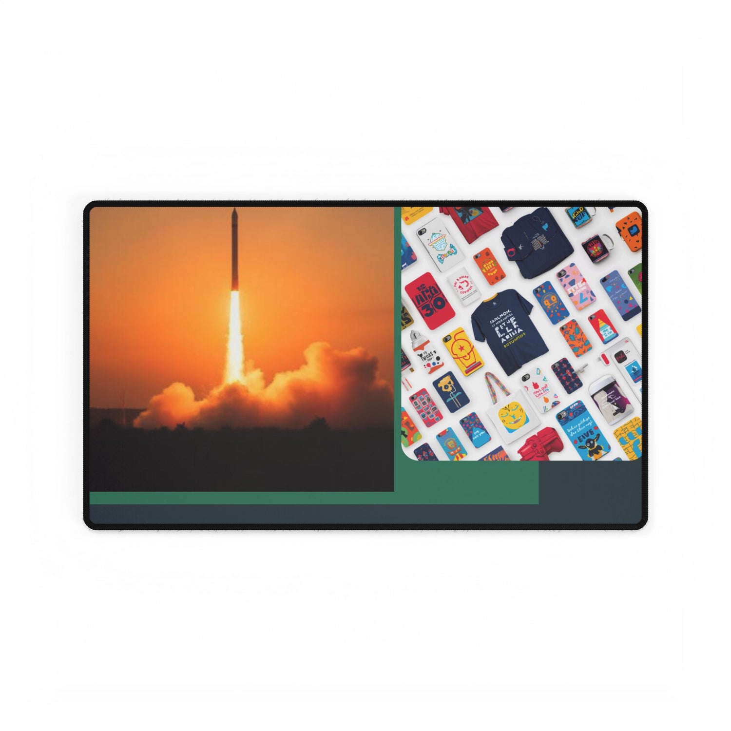 Rocket Launch &amp; Tech Pattern Desk Mat — Large Gaming Mousepad for Office, Streamers &amp; Space Enthusiasts