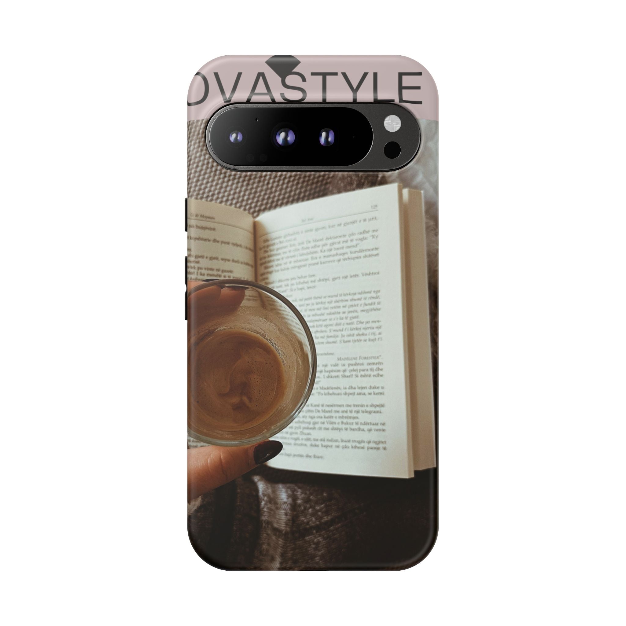 Cozy Reading Phone Case — Coffee &amp; Book Protective Cover
