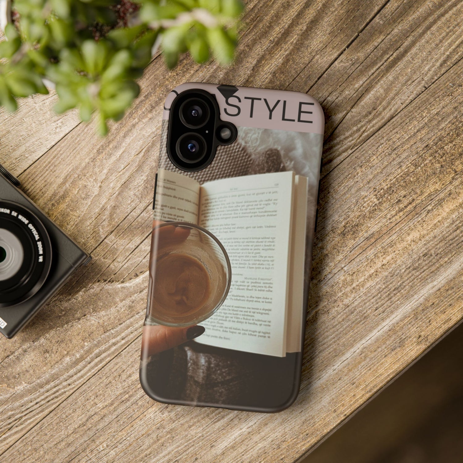Cozy Reading Phone Case — Coffee &amp; Book Protective Cover