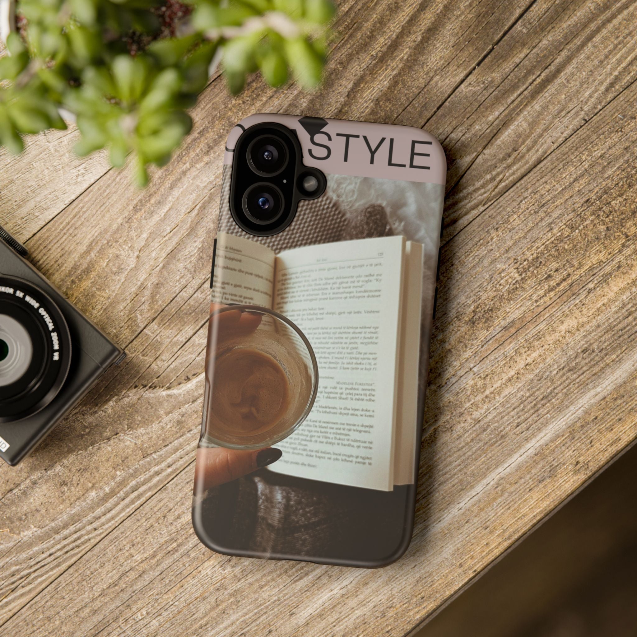 Cozy Reading Phone Case — Coffee &amp; Book Protective Cover