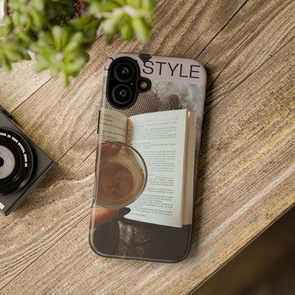 Cozy Reading Phone Case — Coffee &amp; Book Protective Cover