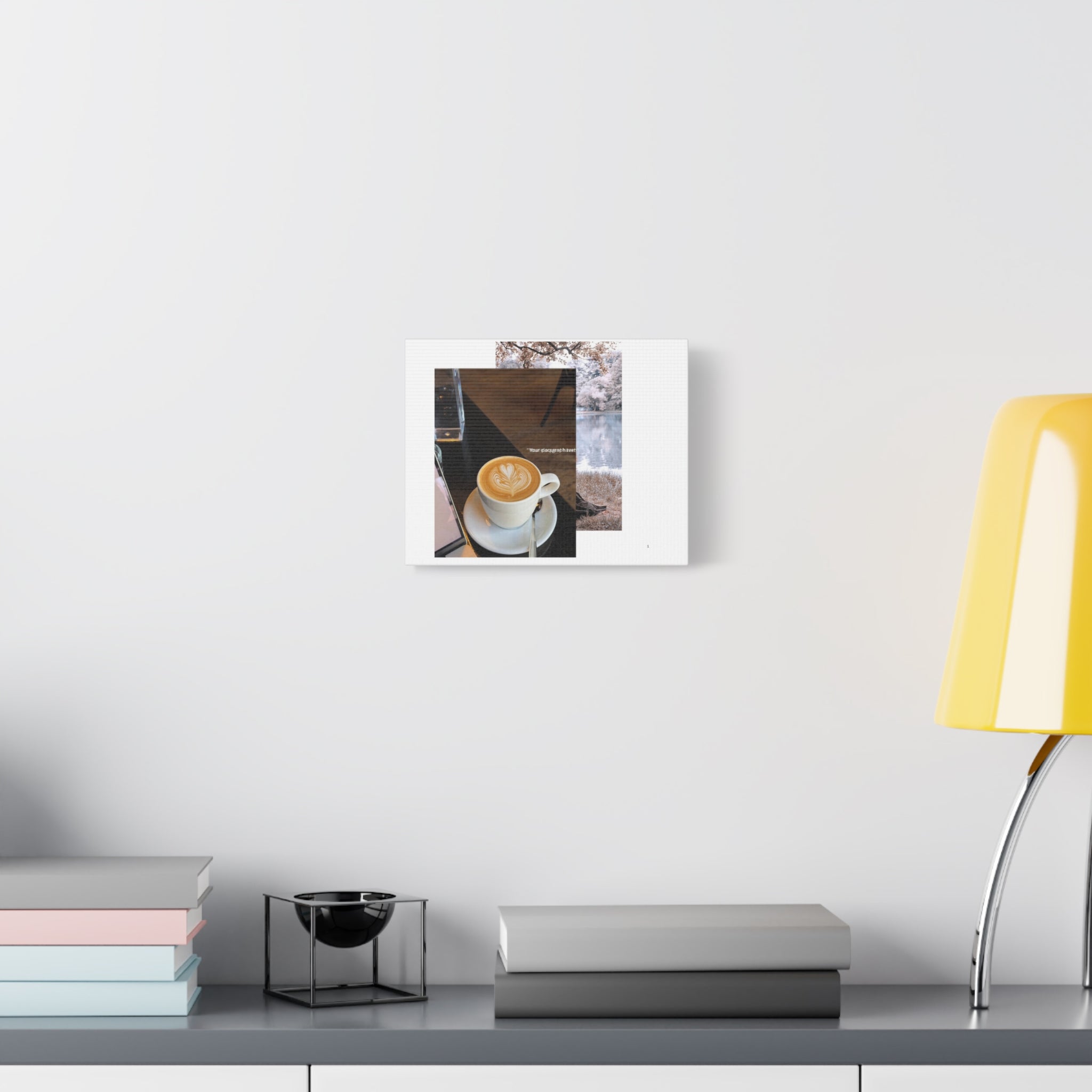 Latte & Landscape Matte Canvas Wall Art — Coffee Shop Photo Print