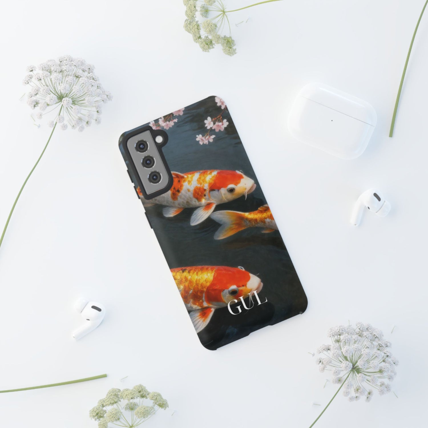 Koi Fish Tough Phone Case — Floral Pond Design