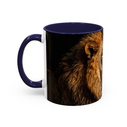 Majestic Lion Accent Coffee Mug — Bold Wildlife Portrait Tea Cup (11/15oz)
