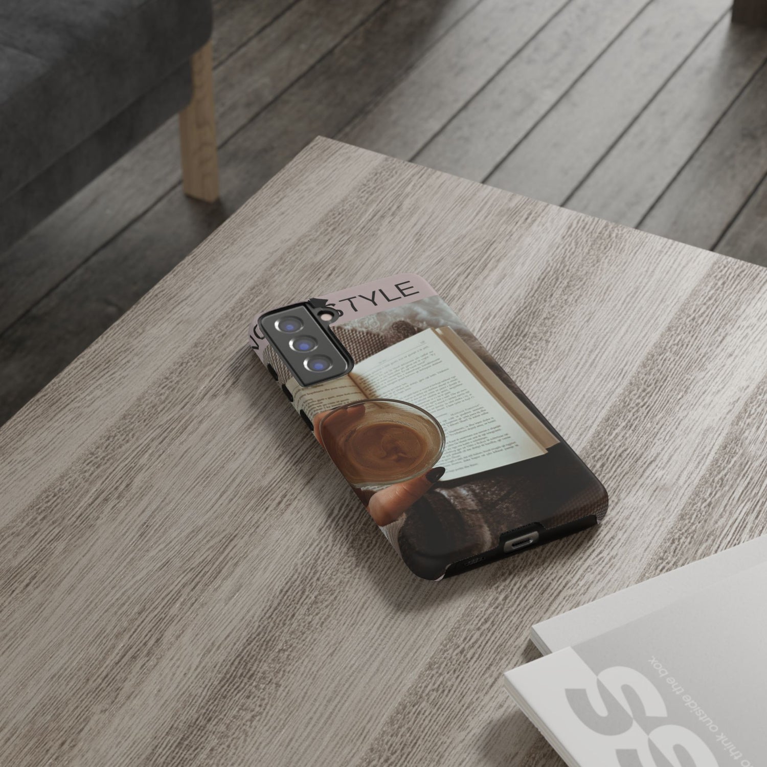 Cozy Reading Phone Case — Coffee &amp; Book Protective Cover