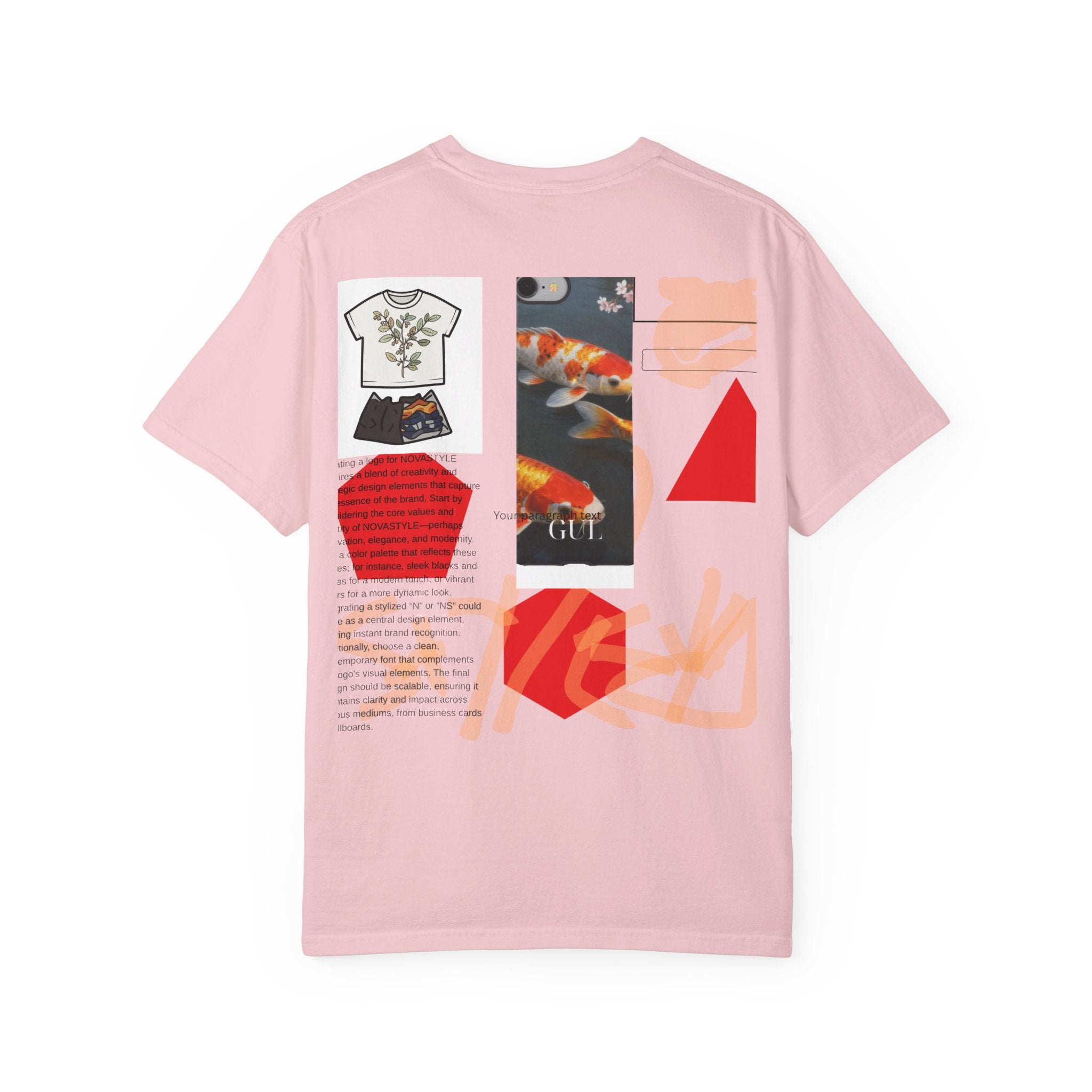 Graphic T-Shirt — Playful Koi &amp; Vase Collage Tee (OVASTYLE Brand)