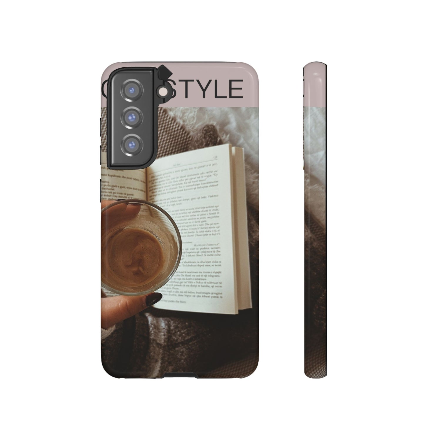 Cozy Reading Phone Case — Coffee &amp; Book Protective Cover