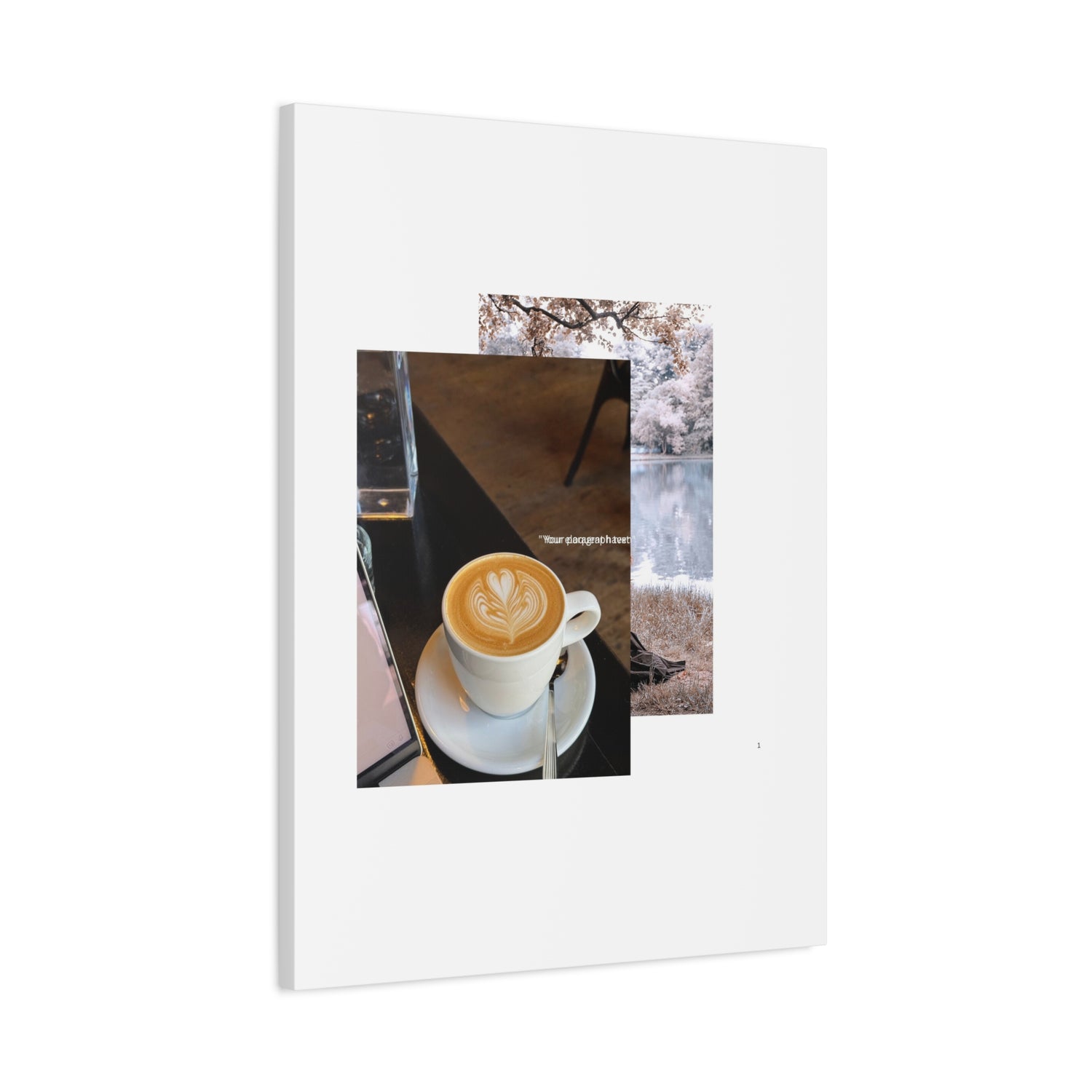 Latte &amp; Landscape Matte Canvas Wall Art — Coffee Shop Photo Collage