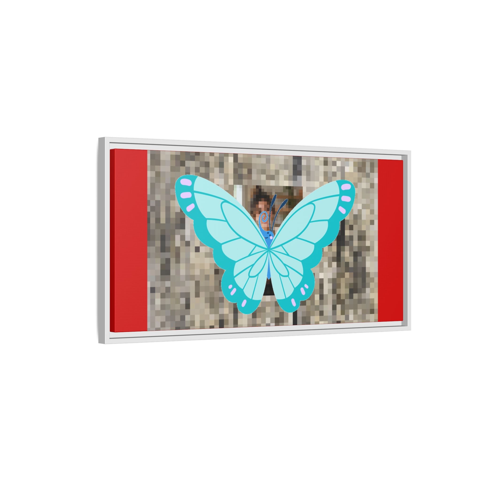 Blue Butterfly Framed Canvas Art – Matte Multi‑Color Wall Print