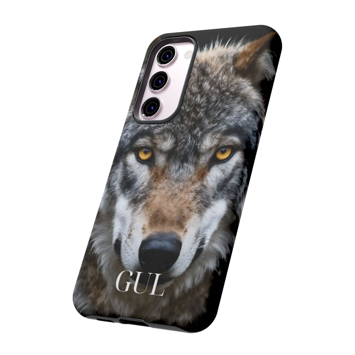 Wolf Eyes Phone Case — Fierce Wildlife iPhone Protective Case with ‘GUL’ Text