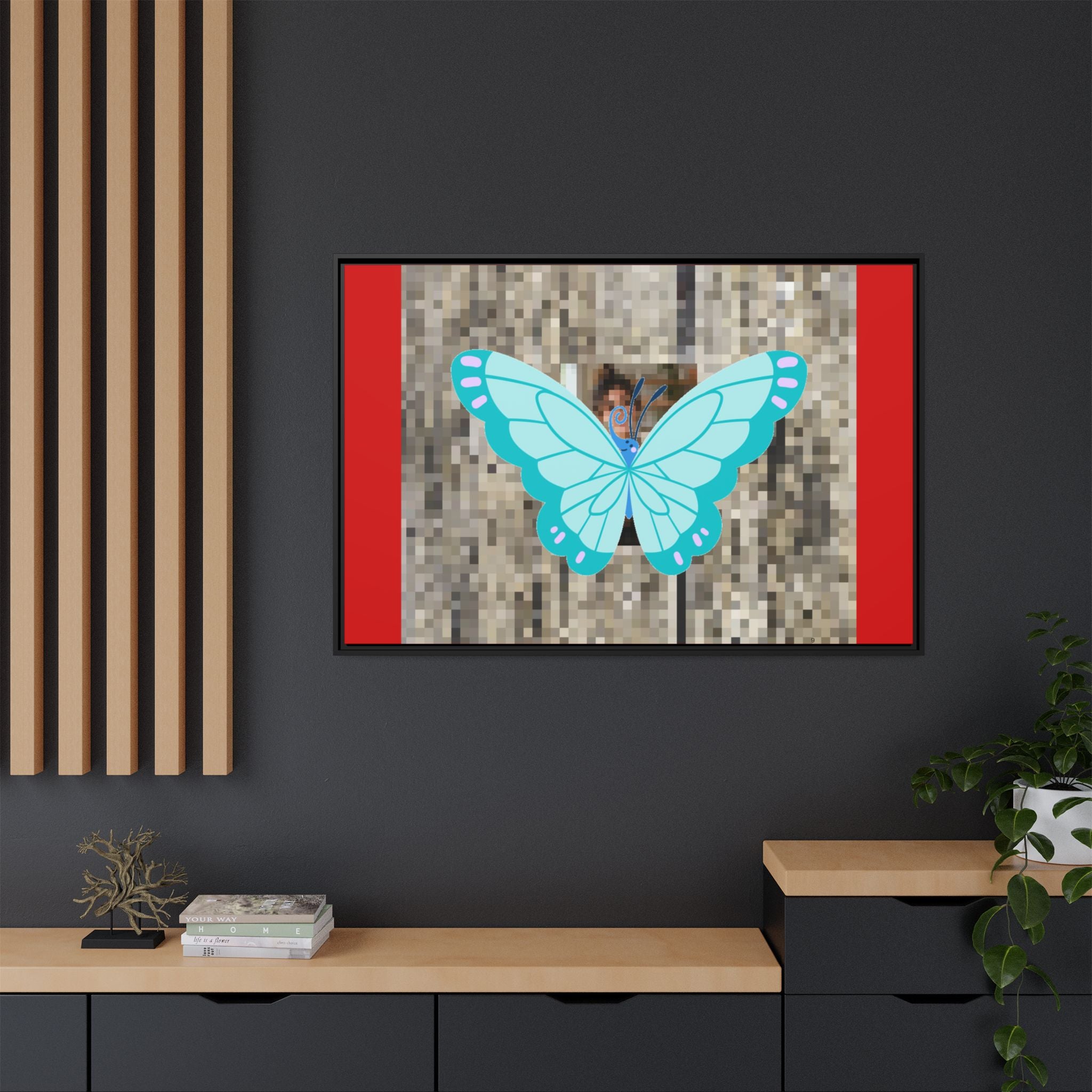 Blue Butterfly Framed Canvas Art – Matte Multi‑Color Wall Print