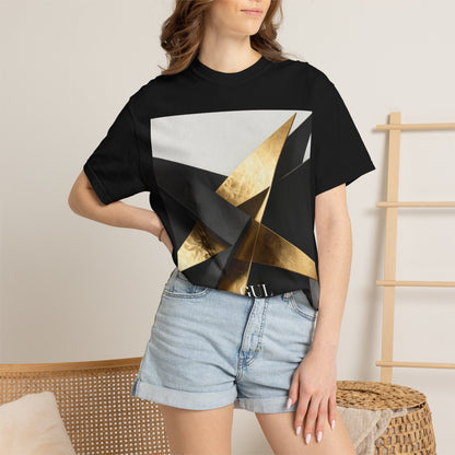 Graphic T-Shirt — Modern Gold Abstract &amp; Mountain Photo Print