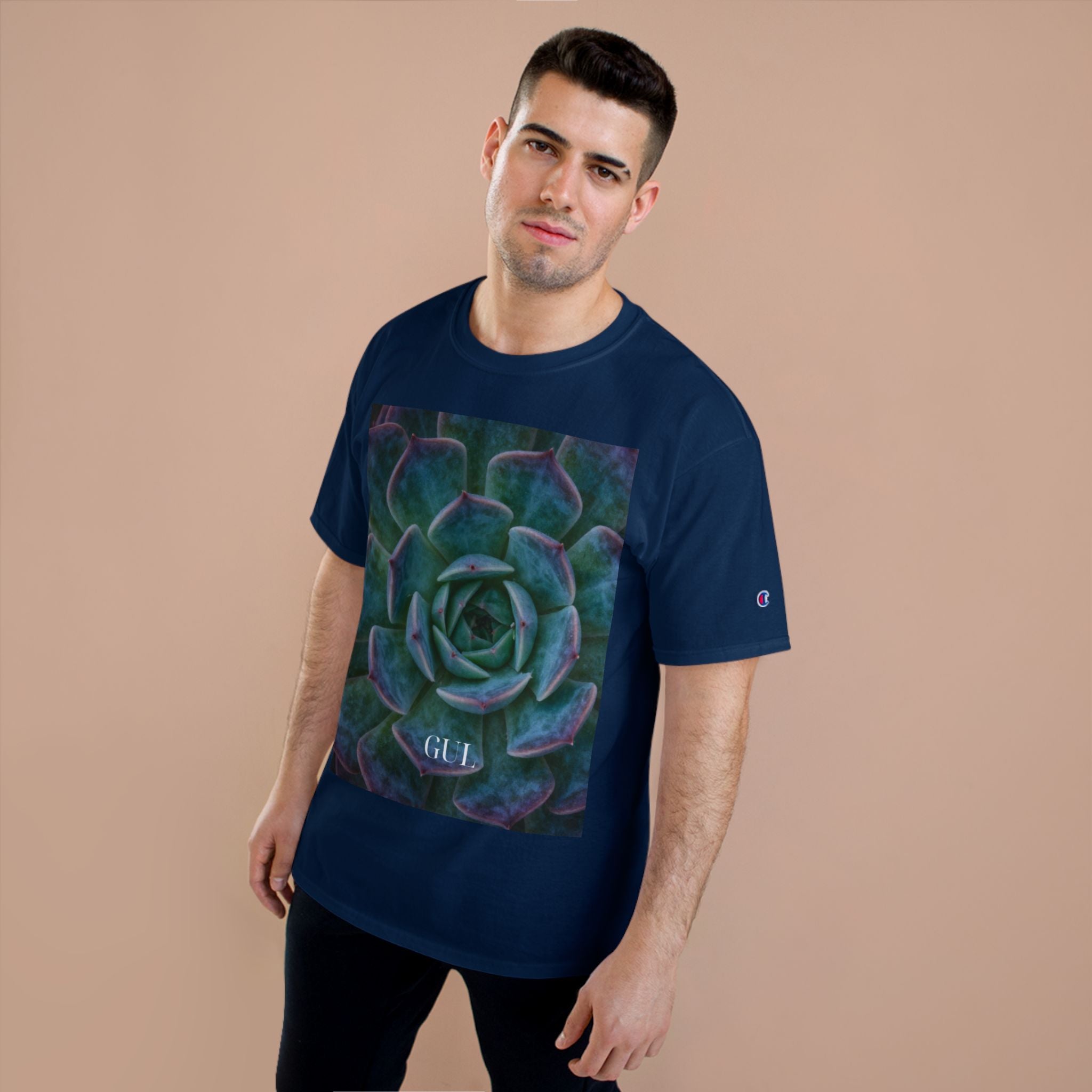 Champion Graphic T‑Shirt — Succulent &amp; Pyramid Photo Print Tee