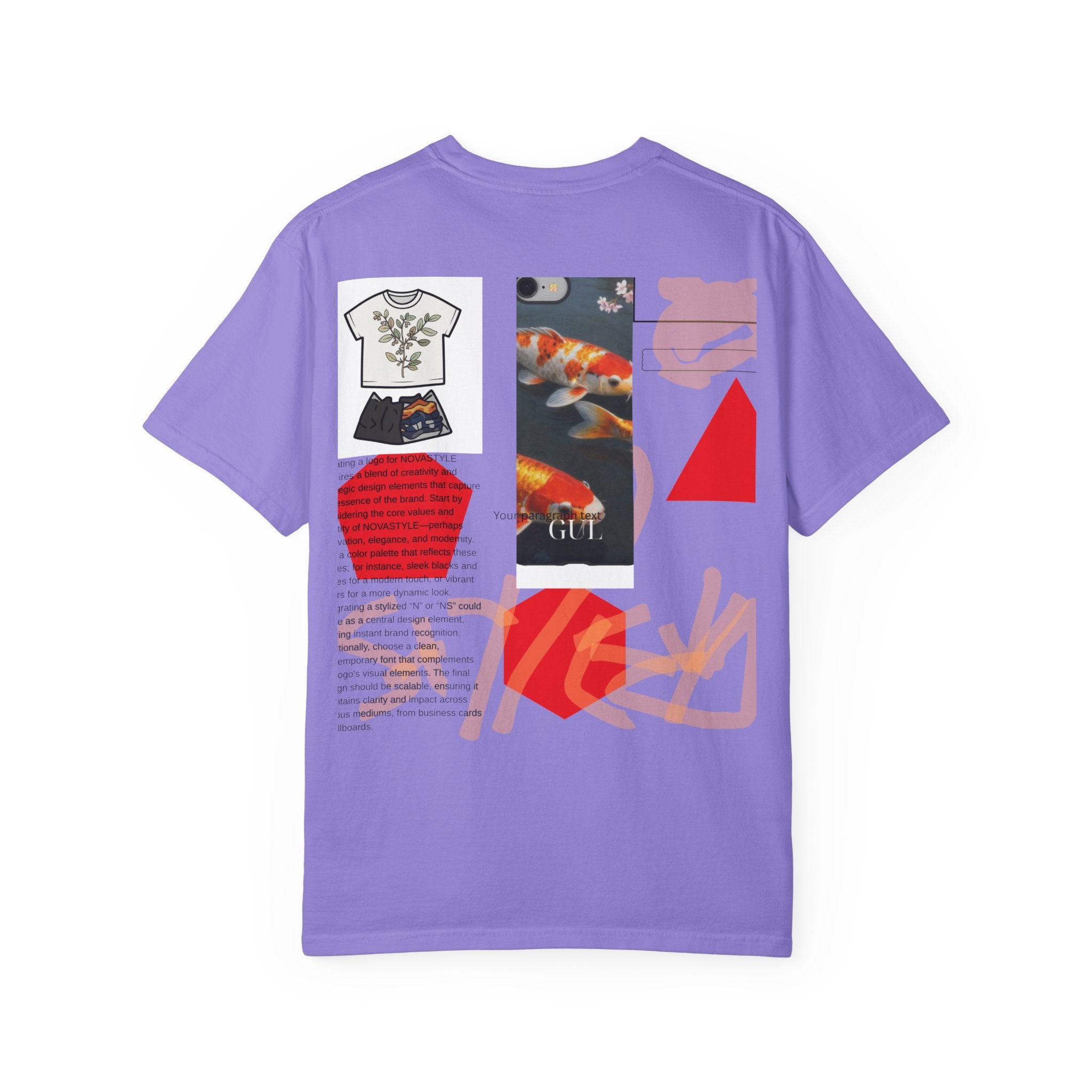 Graphic T-Shirt — Playful Koi &amp; Vase Collage Tee (OVASTYLE Brand)
