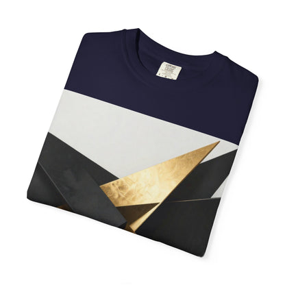 Graphic T-Shirt — Modern Gold Abstract &amp; Mountain Photo Print