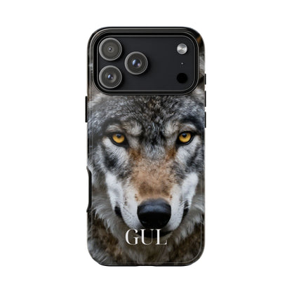 Wolf Eyes Phone Case — Fierce Wildlife iPhone Protective Case with ‘GUL’ Text
