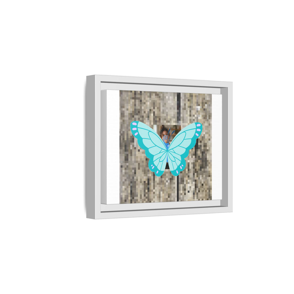 Blue Butterfly Framed Canvas Art — Matte Nature Wall Print