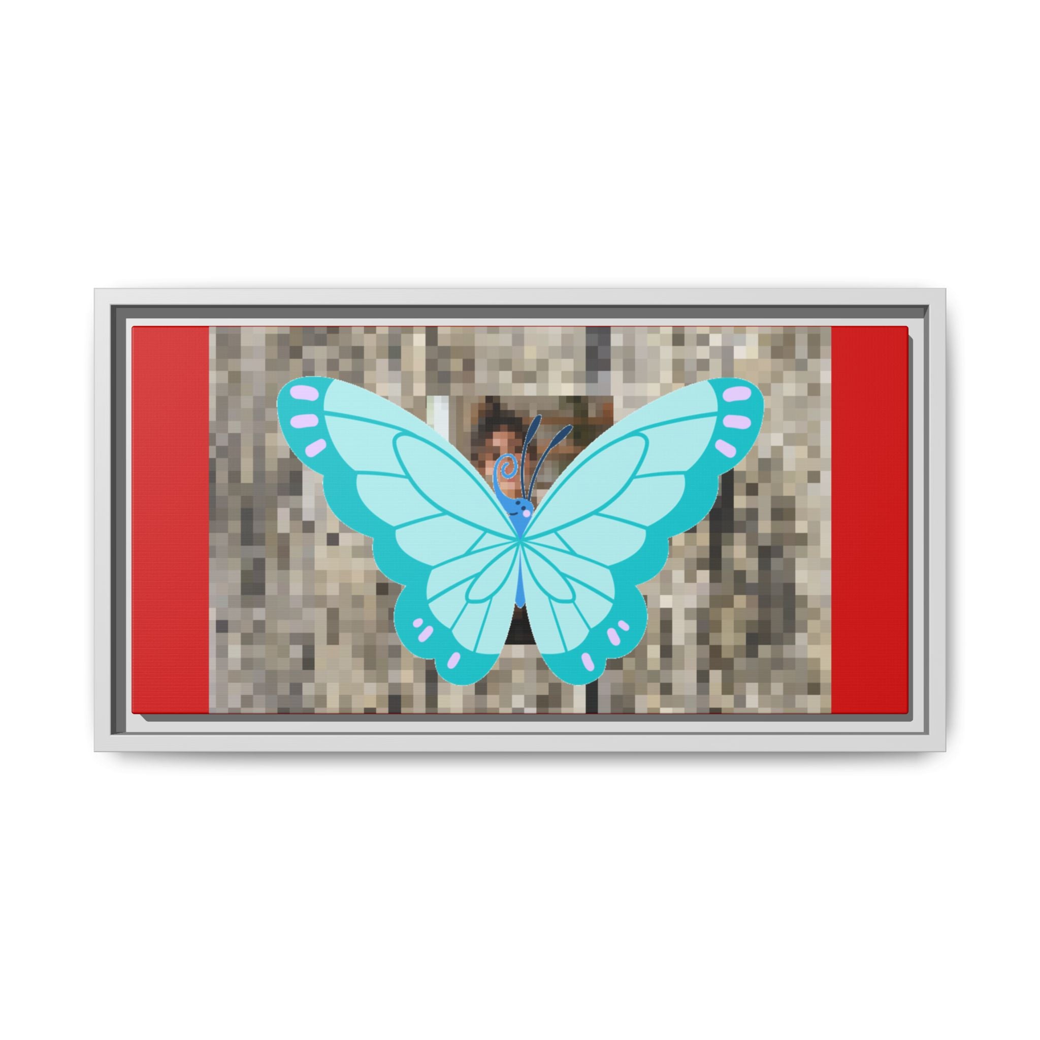 Blue Butterfly Framed Canvas Art – Matte Multi‑Color Wall Print