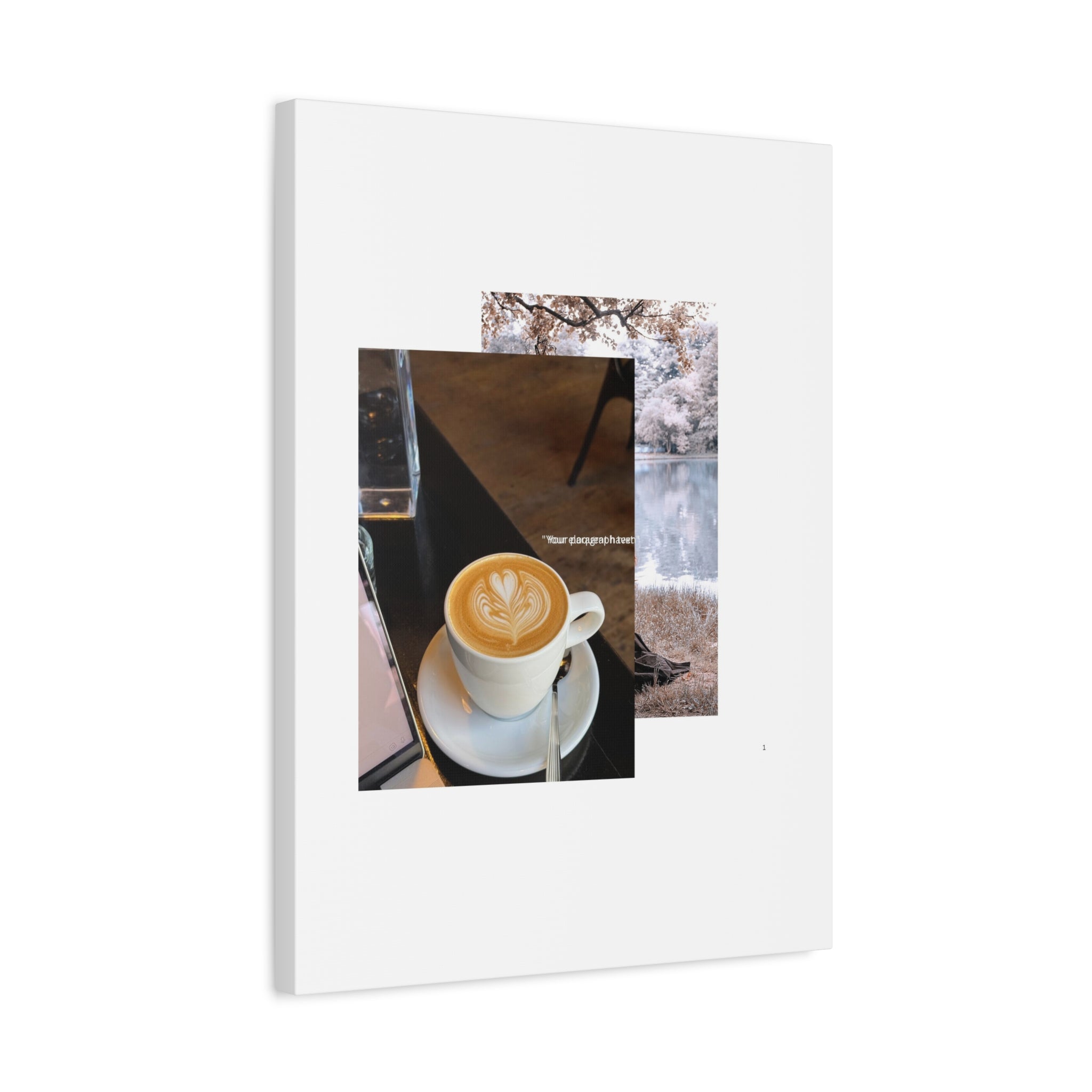 Latte &amp; Landscape Matte Canvas Wall Art — Coffee Shop Photo Collage