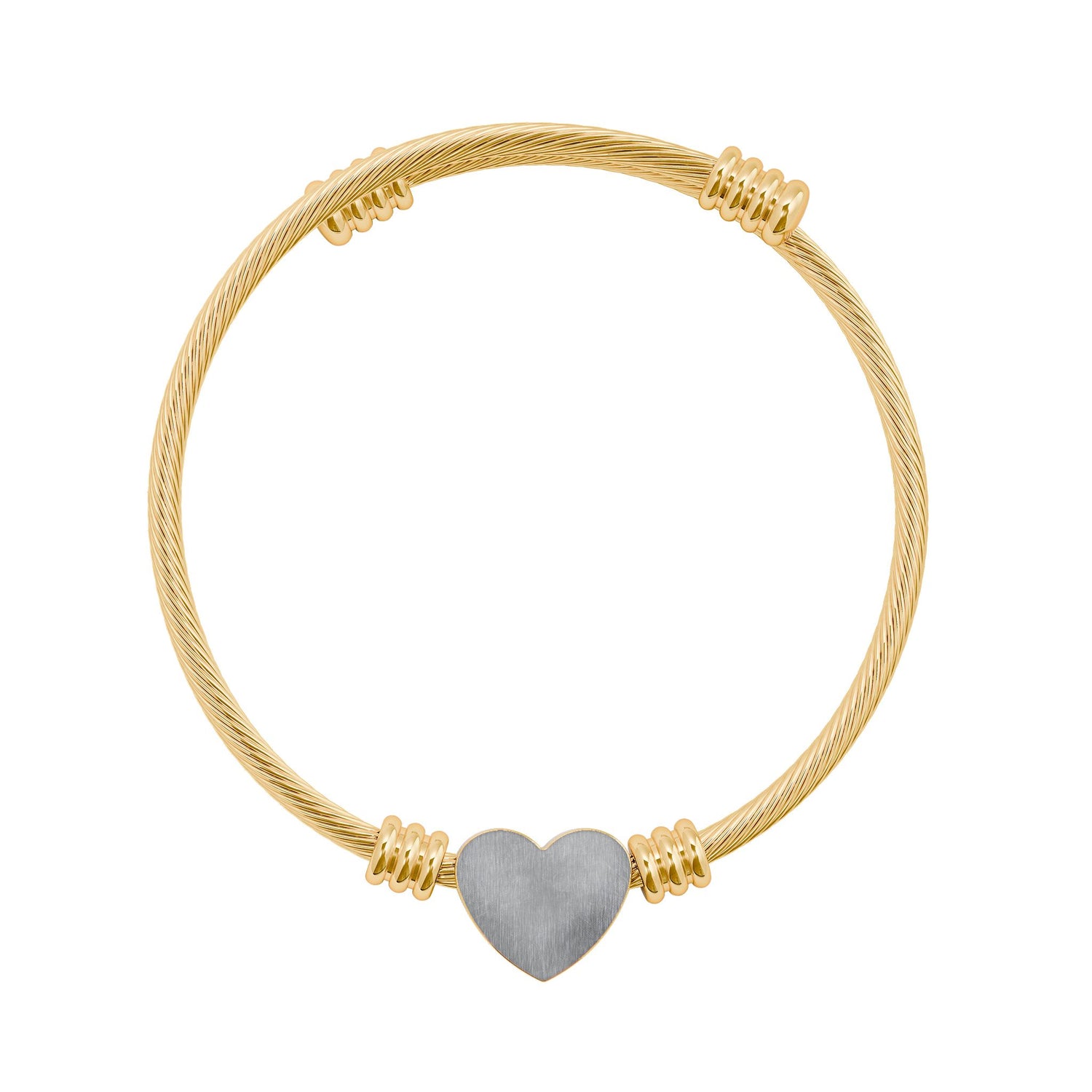 Engravable Heart Cuff Bracelet — Personalized Minimalist Bangle for Women (Silver &amp; Gold)