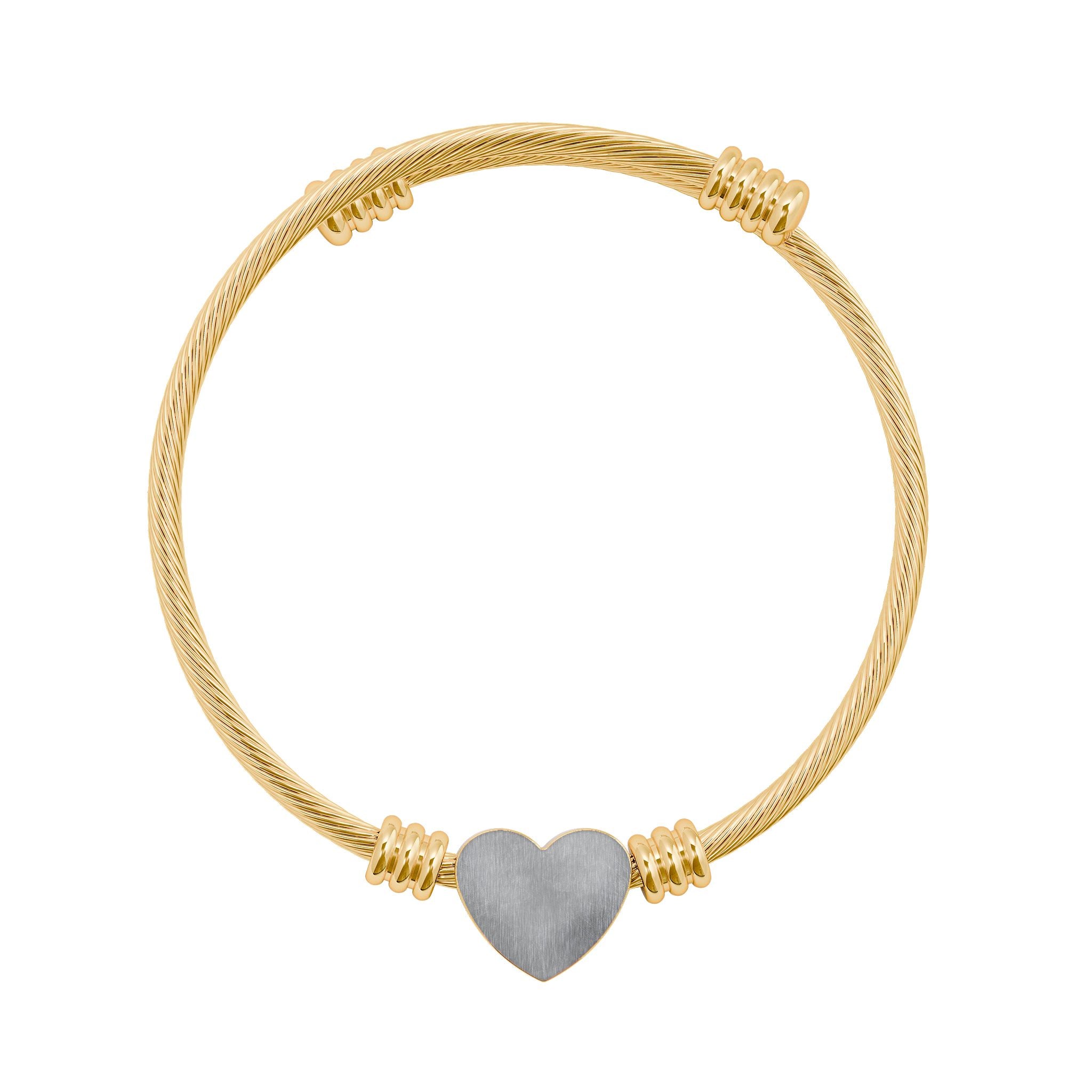 Engravable Heart Cuff Bracelet — Personalized Minimalist Bangle for Women (Silver &amp; Gold)