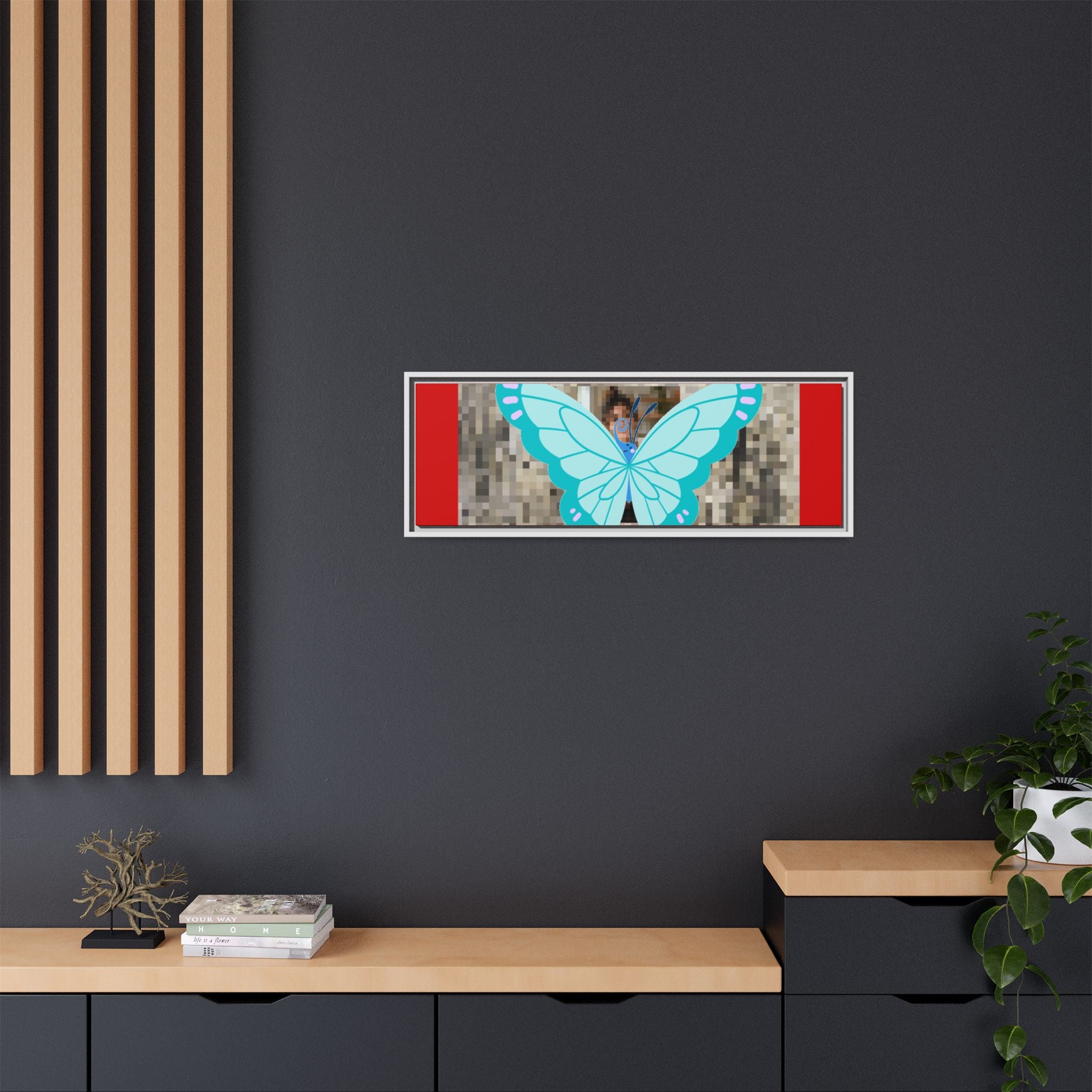 Blue Butterfly Framed Canvas Art – Matte Multi‑Color Wall Print