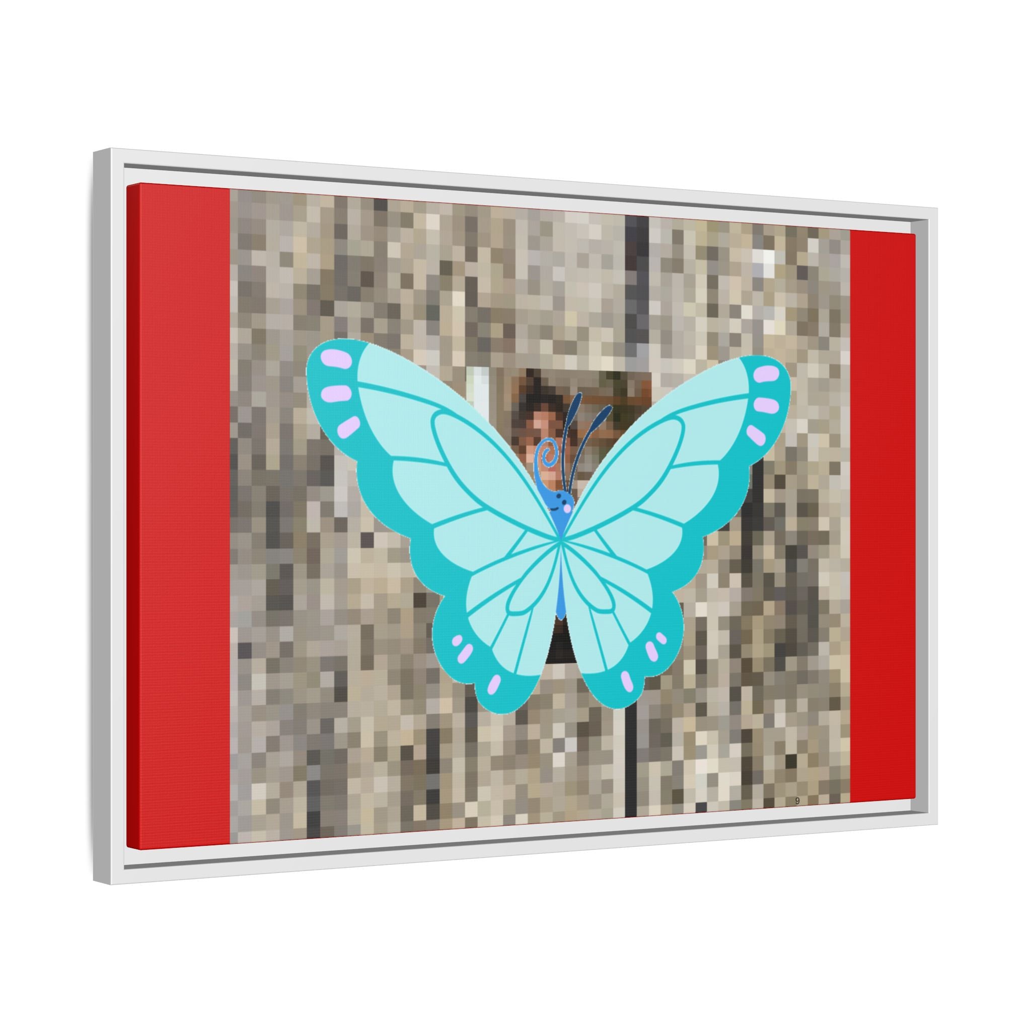 Blue Butterfly Framed Canvas Art – Matte Multi‑Color Wall Print