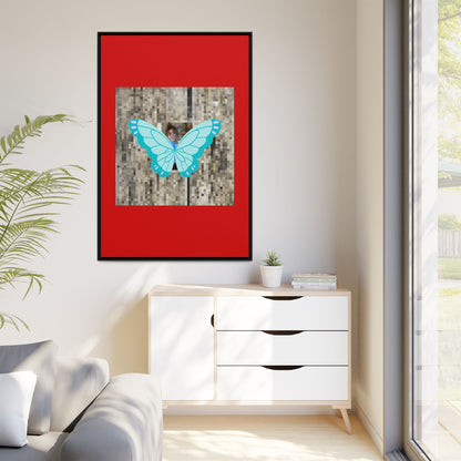 Blue Butterfly Framed Canvas Art – Matte Multi‑Color Wall Print