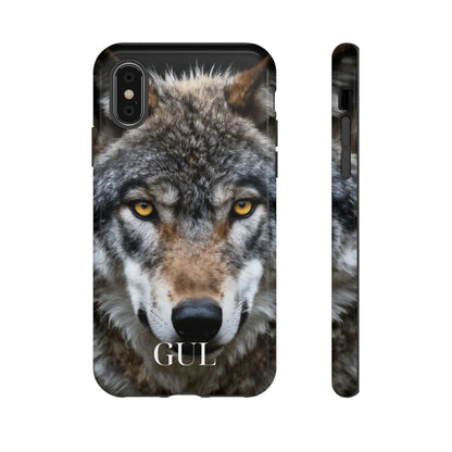 Wolf Eyes Phone Case — Fierce Wildlife iPhone Protective Case with ‘GUL’ Text