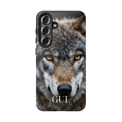 Wolf Eyes Phone Case — Fierce Wildlife iPhone Protective Case with ‘GUL’ Text