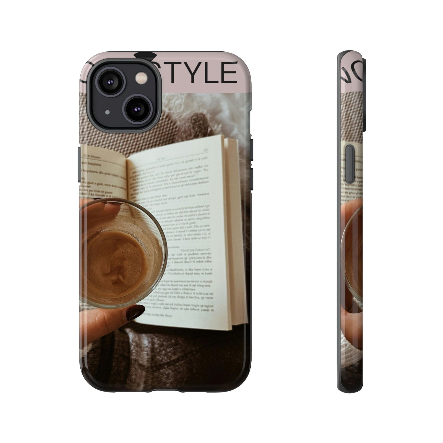 Cozy Reading Phone Case — Coffee &amp; Book Protective Cover