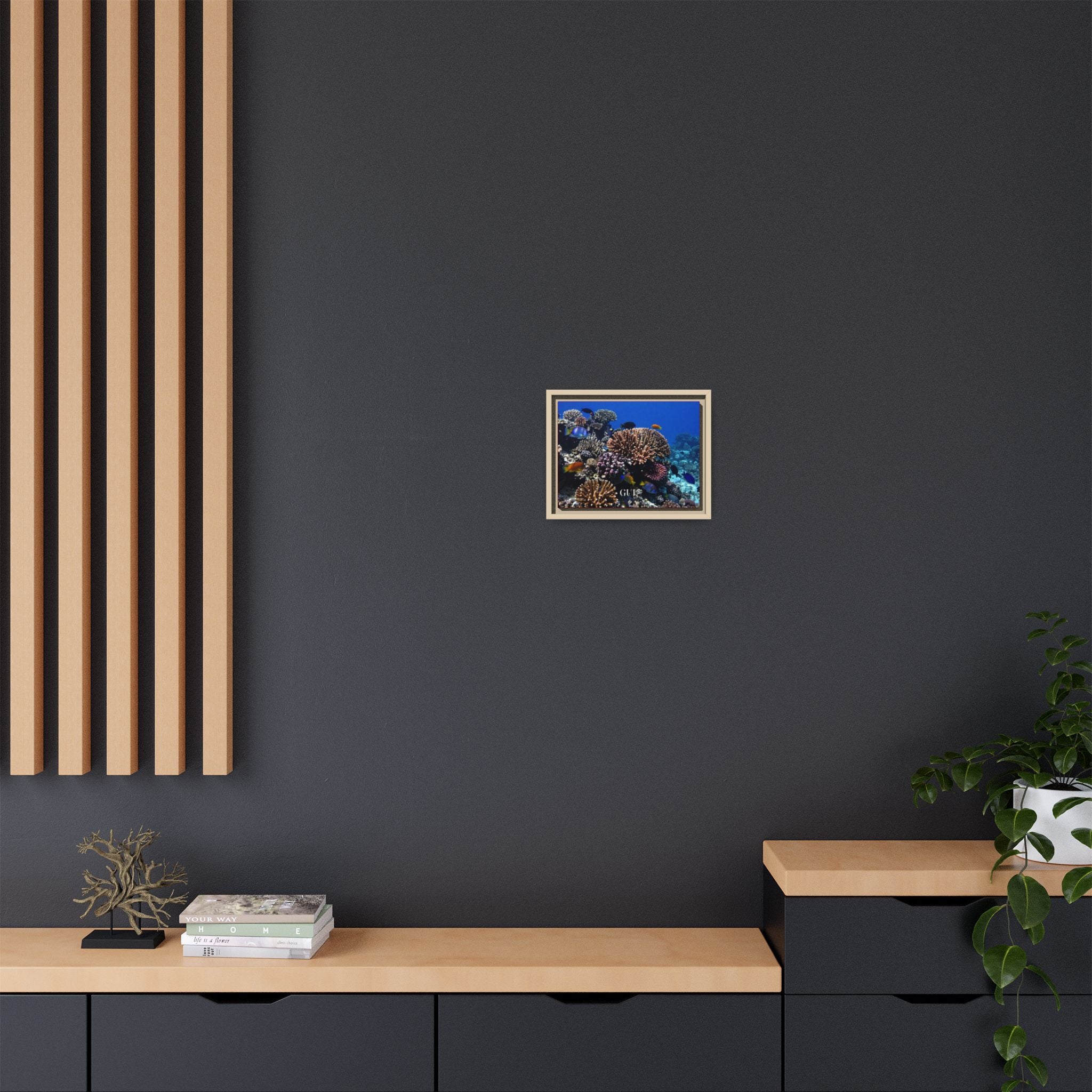 Framed Coral Reef Matte Canvas Wall Art — Tropical Ocean Photography Print