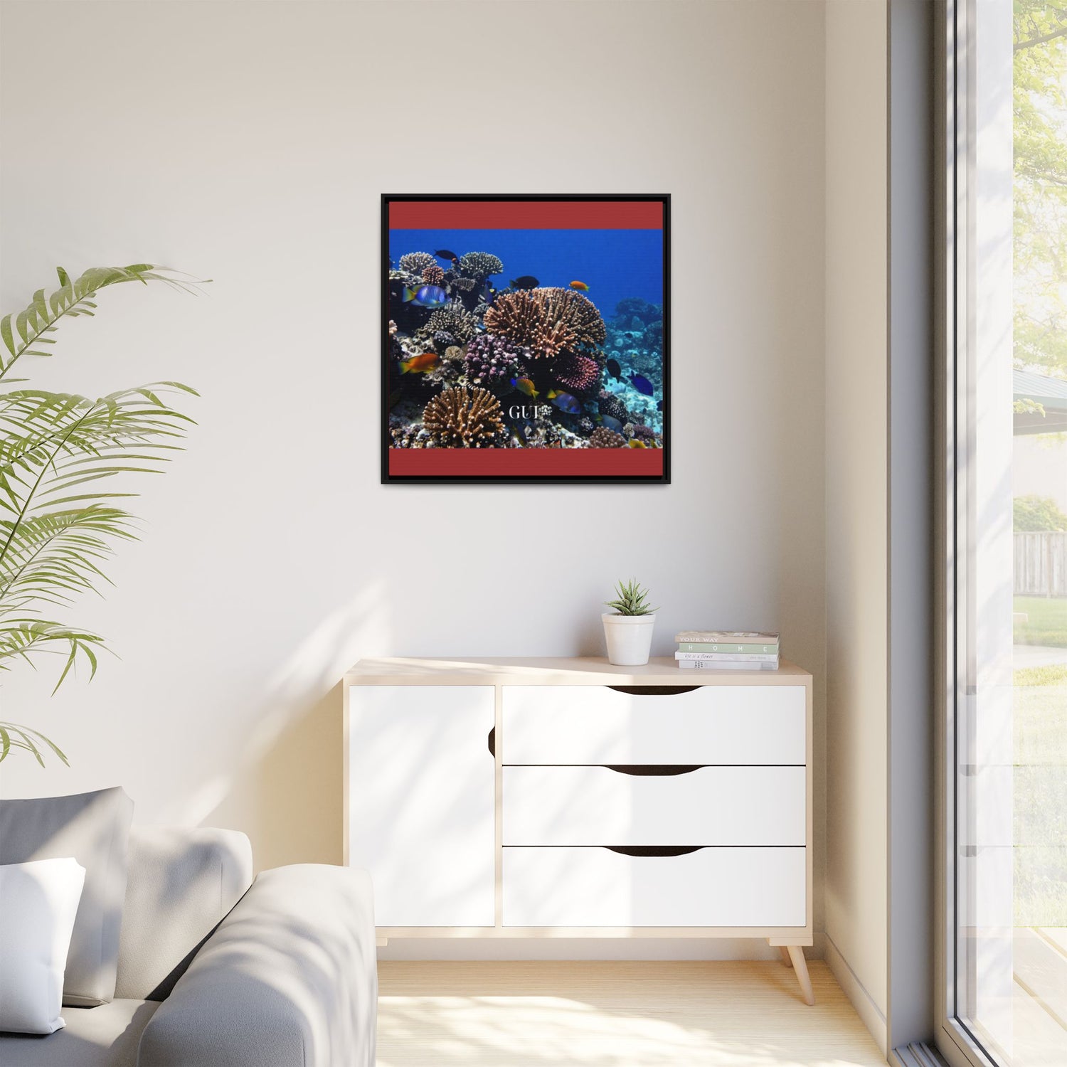 Framed Coral Reef Matte Canvas Wall Art — Tropical Ocean Photography Print