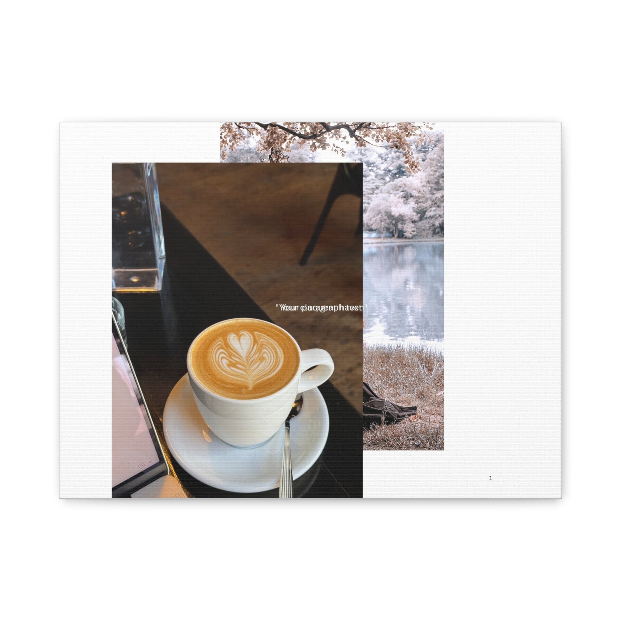 Latte &amp; Landscape Matte Canvas Wall Art — Coffee Shop Photo Collage