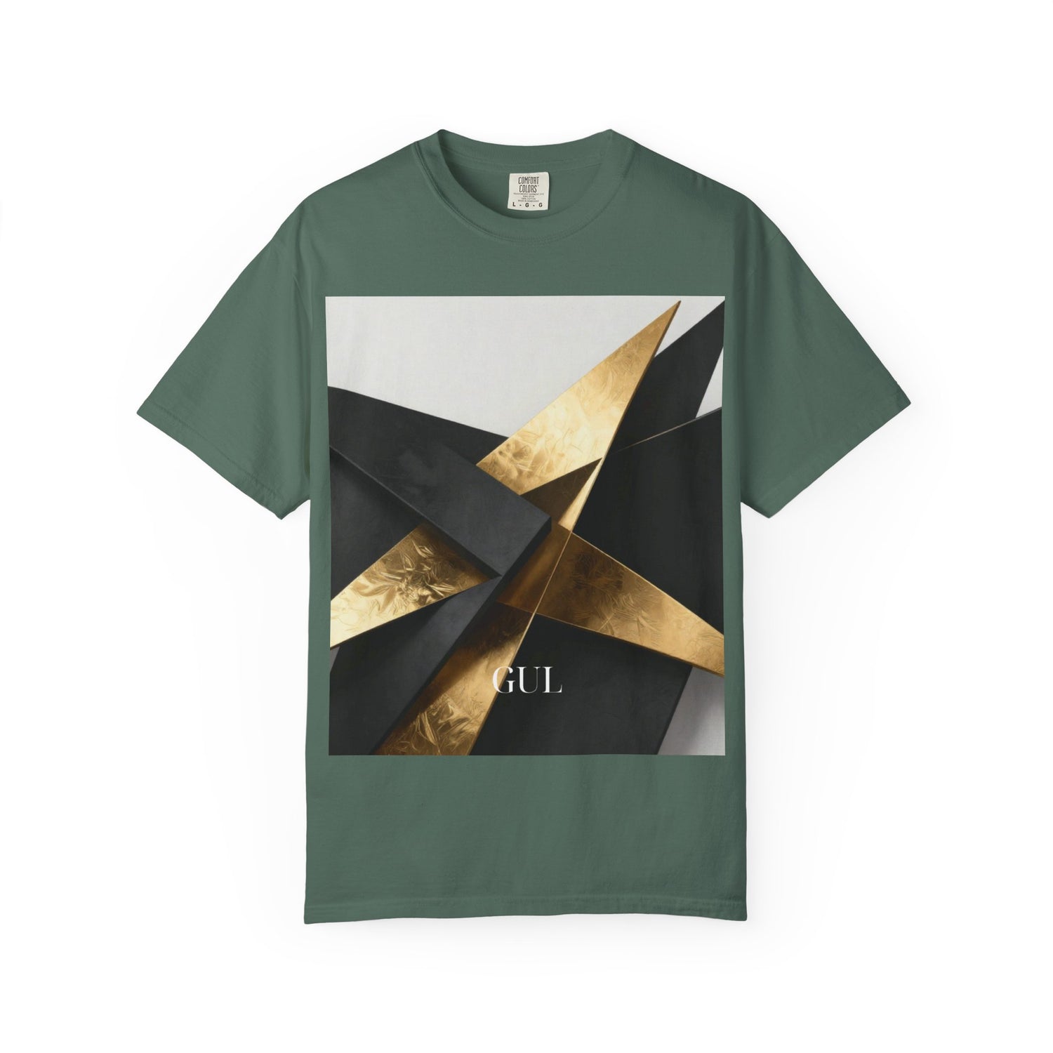 Graphic T-Shirt — Modern Gold Abstract &amp; Mountain Photo Print