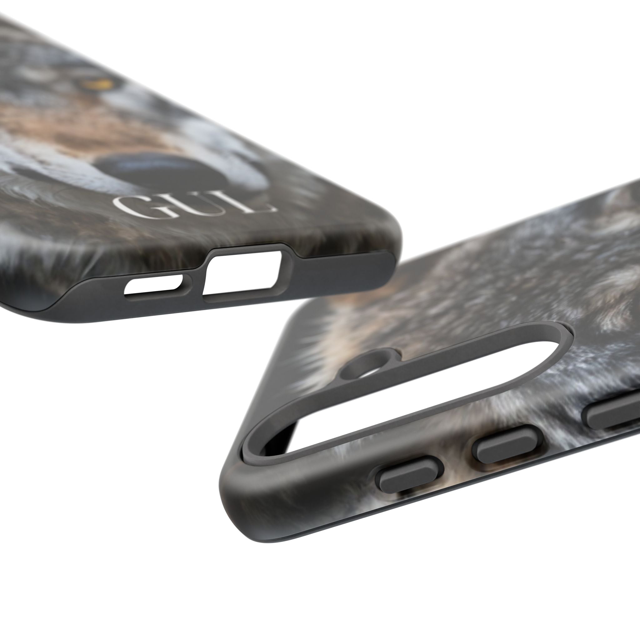Wolf Eyes Phone Case — Fierce Wildlife iPhone Protective Case with ‘GUL’ Text