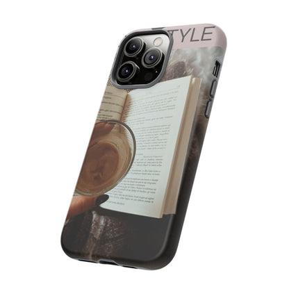 Cozy Reading Phone Case — Coffee &amp; Book Protective Cover