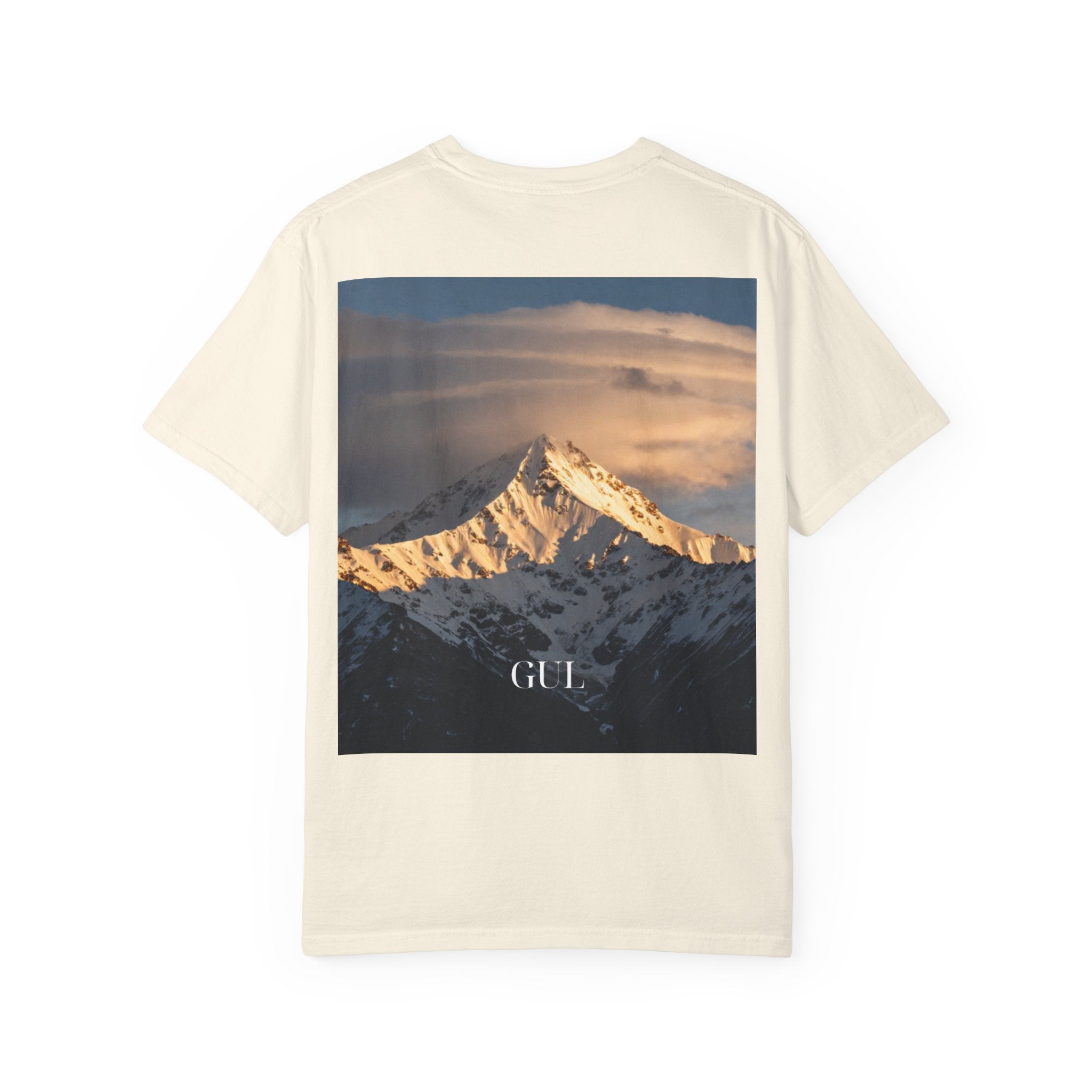 Graphic T-Shirt — Modern Gold Abstract &amp; Mountain Photo Print