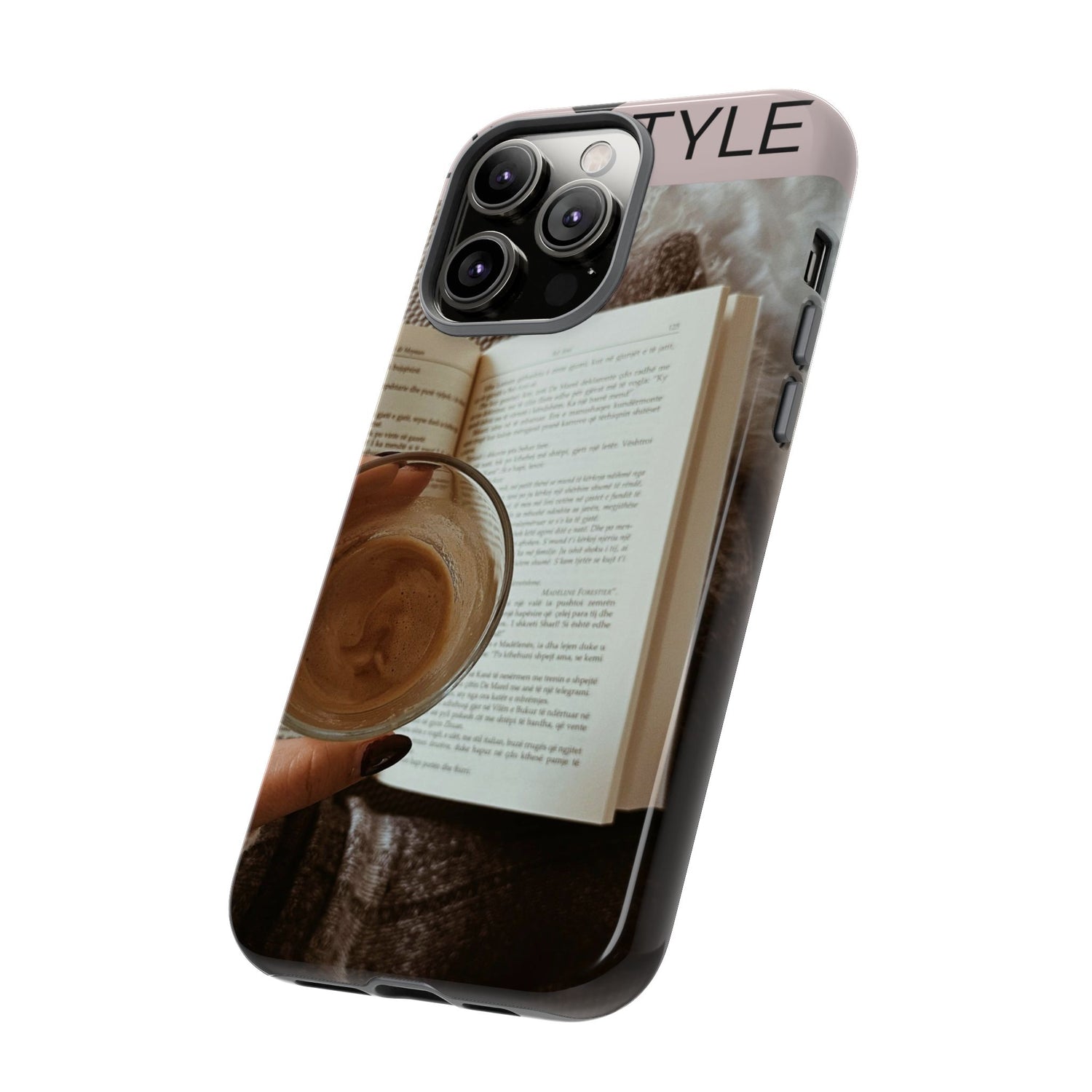 Cozy Reading Phone Case — Coffee &amp; Book Protective Cover
