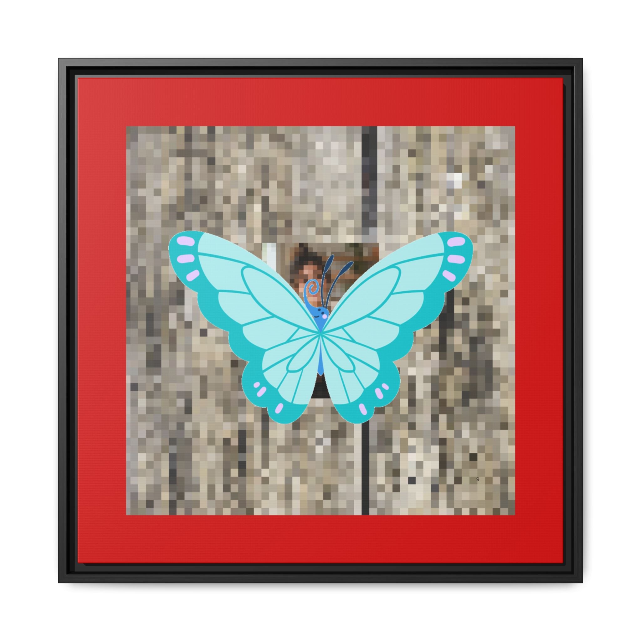 Blue Butterfly Framed Canvas Art – Matte Multi‑Color Wall Print