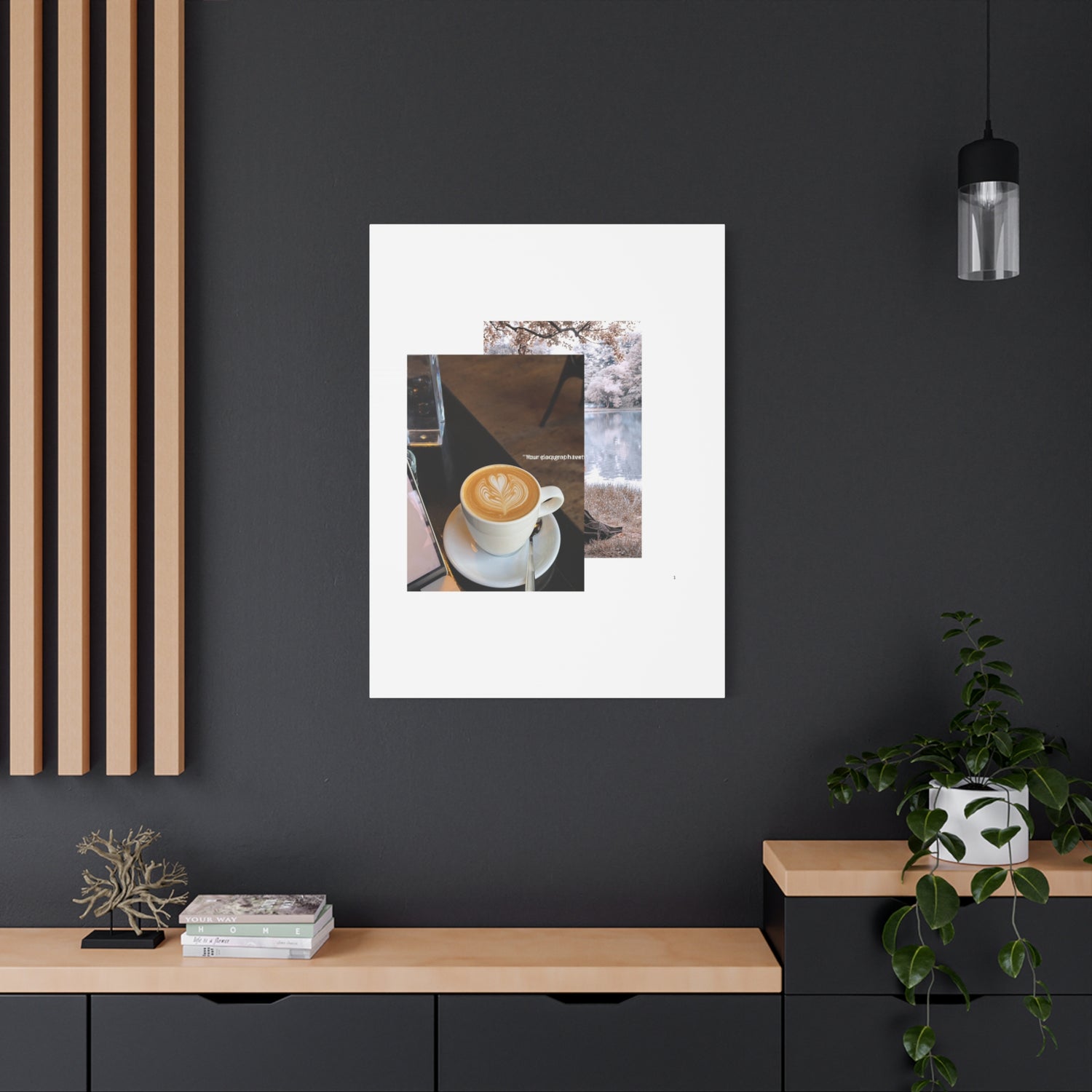 Latte &amp; Landscape Matte Canvas Wall Art — Coffee Shop Photo Collage
