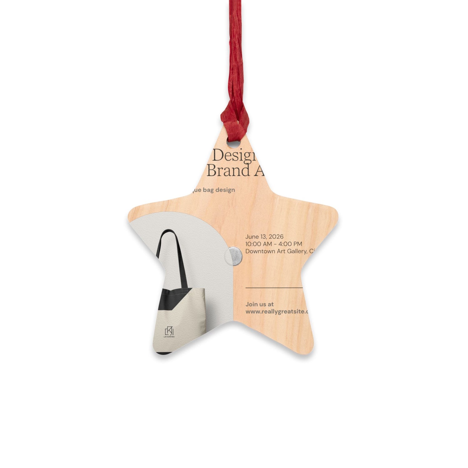 Bell-Shaped Wooden Ornament — Minimal Logo &amp; Illustration Holiday Decoration