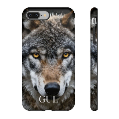 Wolf Eyes Phone Case — Fierce Wildlife iPhone Protective Case with ‘GUL’ Text