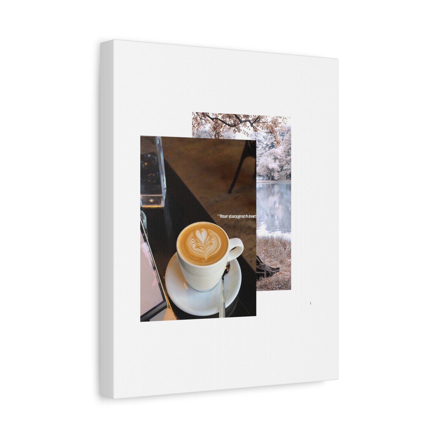 Latte &amp; Landscape Matte Canvas Wall Art — Coffee Shop Photo Collage