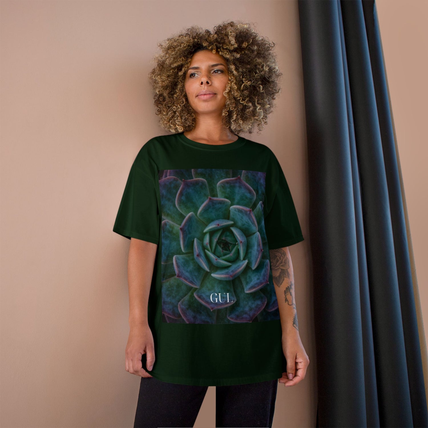Champion Graphic T‑Shirt — Succulent &amp; Pyramid Photo Print Tee