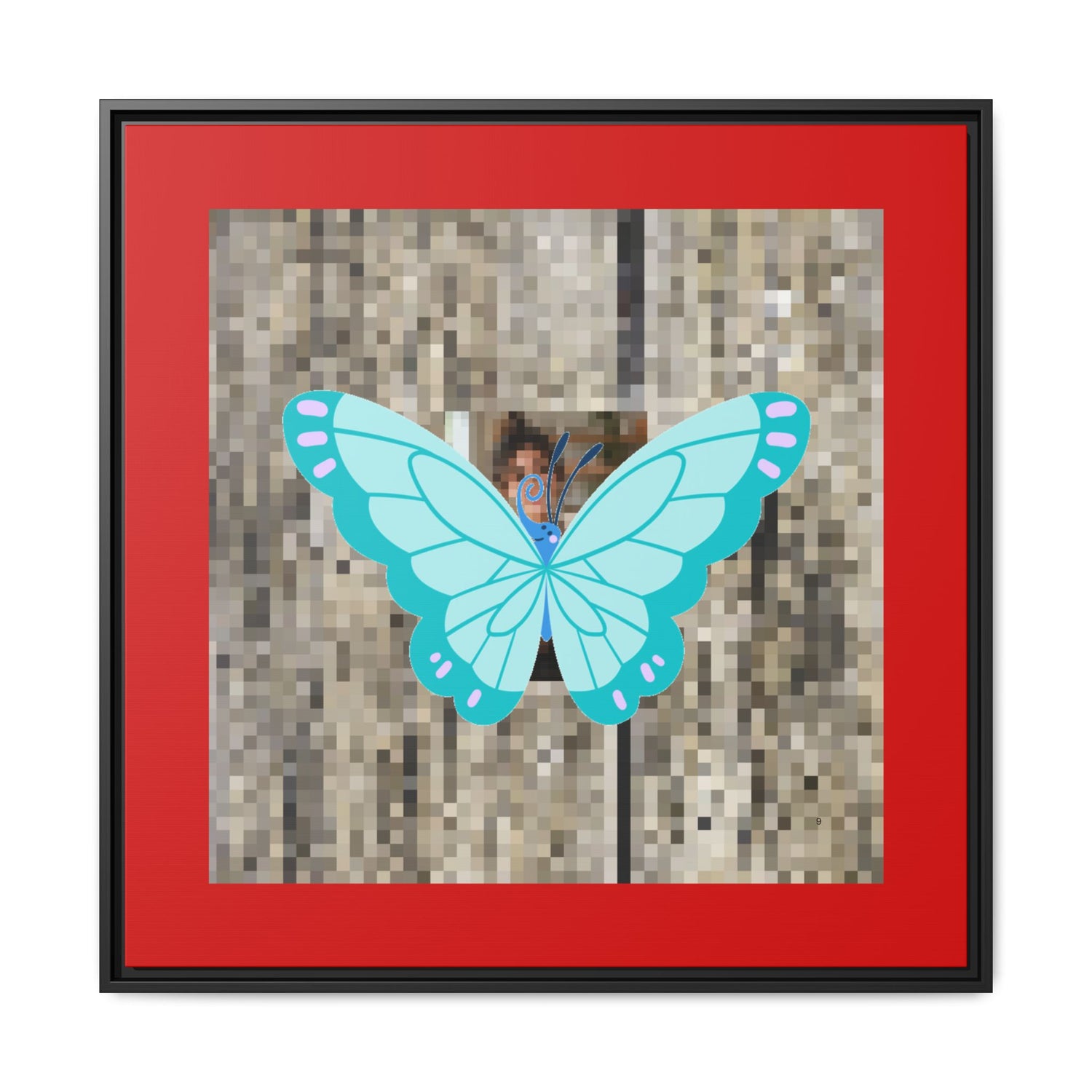 Blue Butterfly Framed Canvas Art – Matte Multi‑Color Wall Print