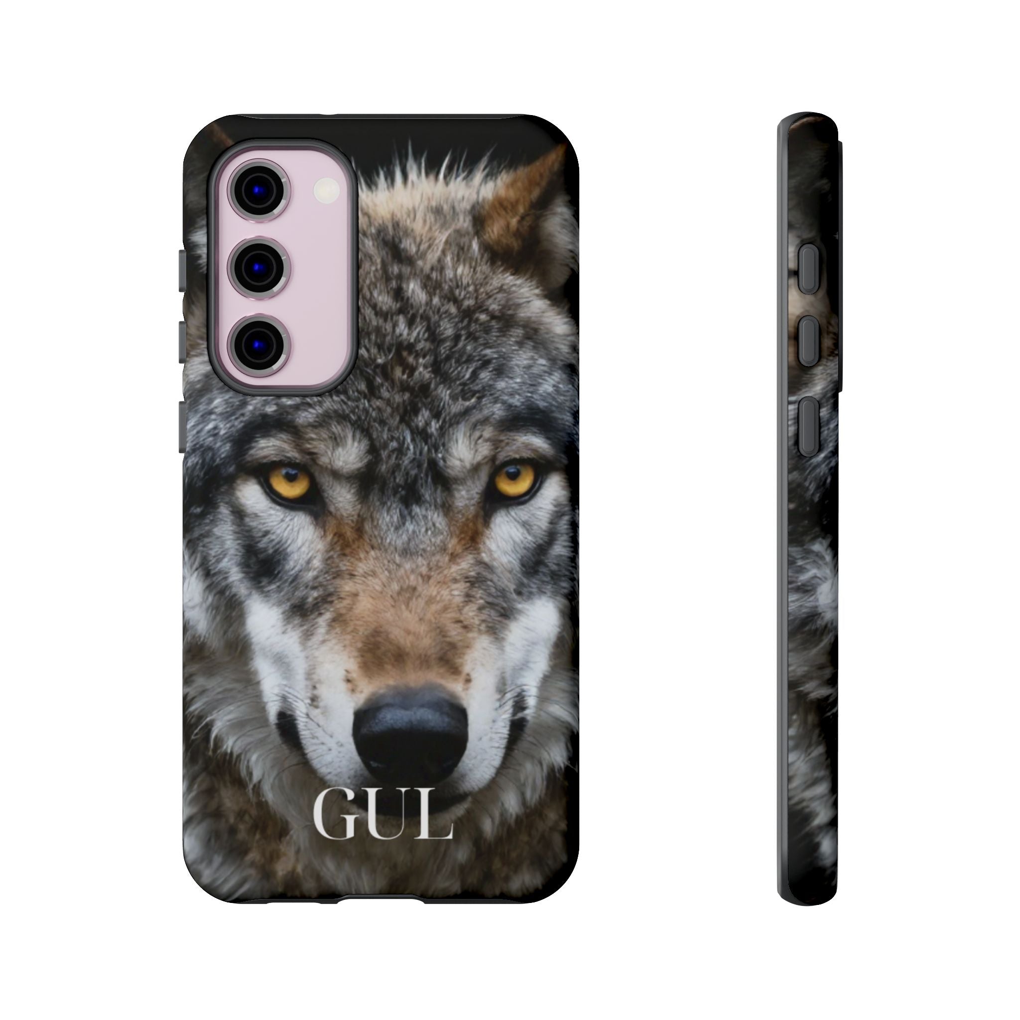 Wolf Eyes Phone Case — Fierce Wildlife iPhone Protective Case with ‘GUL’ Text