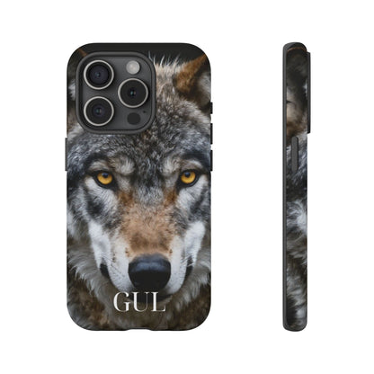Wolf Eyes Phone Case — Fierce Wildlife iPhone Protective Case with ‘GUL’ Text