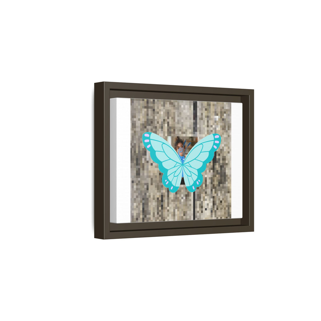 Blue Butterfly Framed Canvas Art — Matte Nature Wall Print