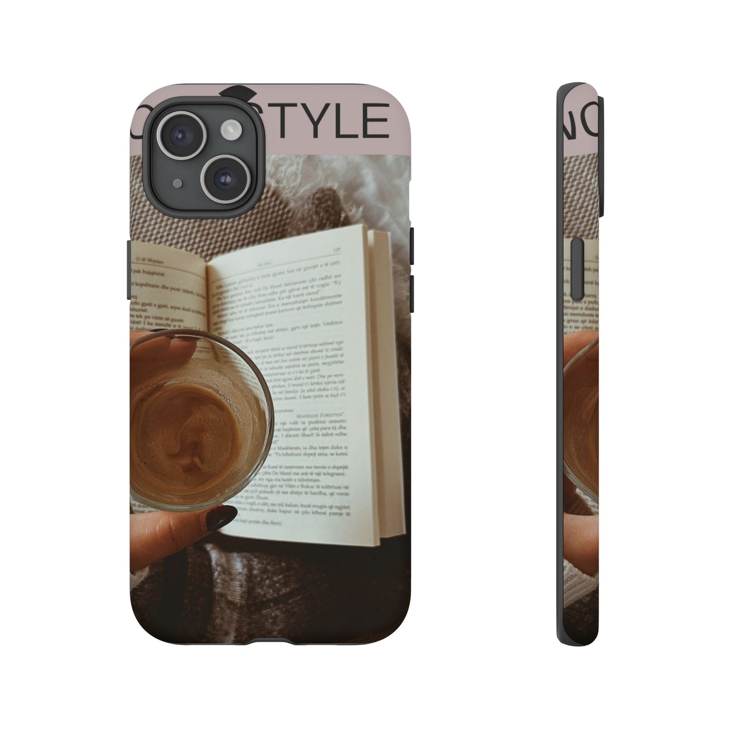 Cozy Reading Phone Case — Coffee &amp; Book Protective Cover